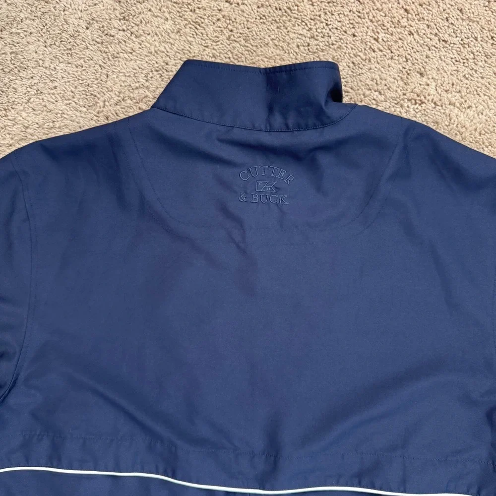 Cutter & Buck‎ WindTec Golf Pullover Mens L Navy S/S Jacket GCA 100 Sleece Patch
